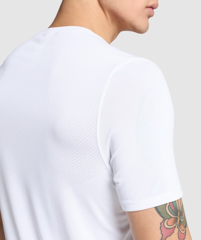 White Gymshark Vital Men's T Shirts | US-97UEWXT