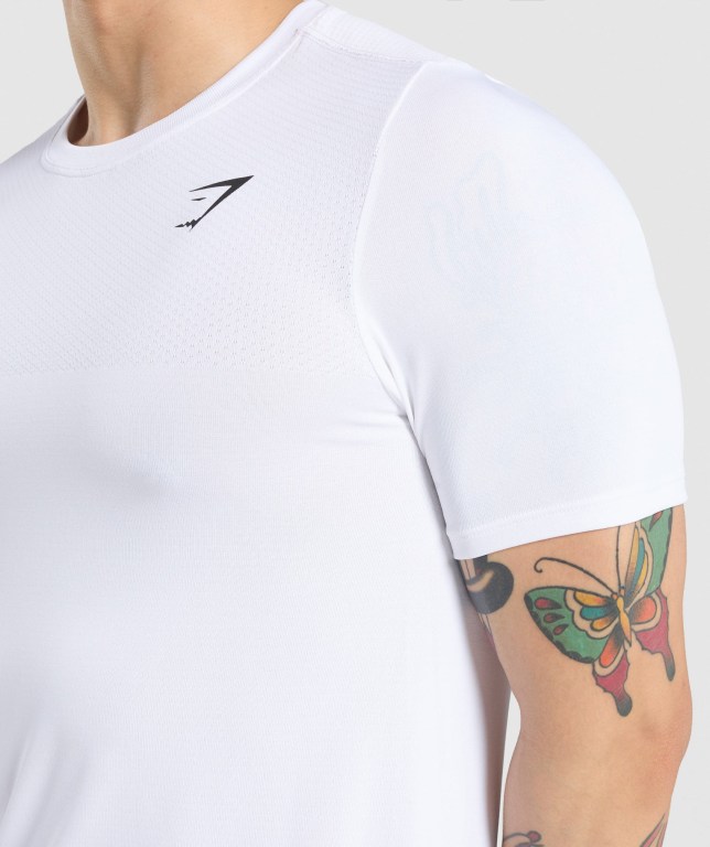 White Gymshark Vital Men's T Shirts | US-97UEWXT