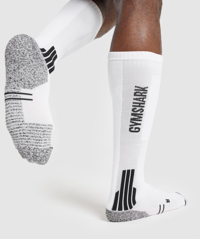 White Gymshark Weightlifting Men's Socks | US-38ZLWYT