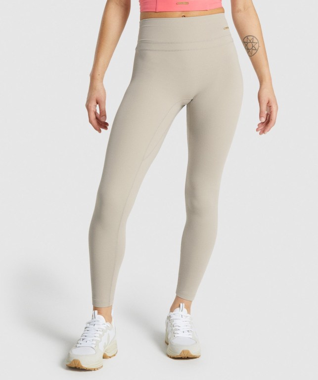 White Gymshark Whitney High Rise High Waisted Women\'s Leggings | US-04QEJGO