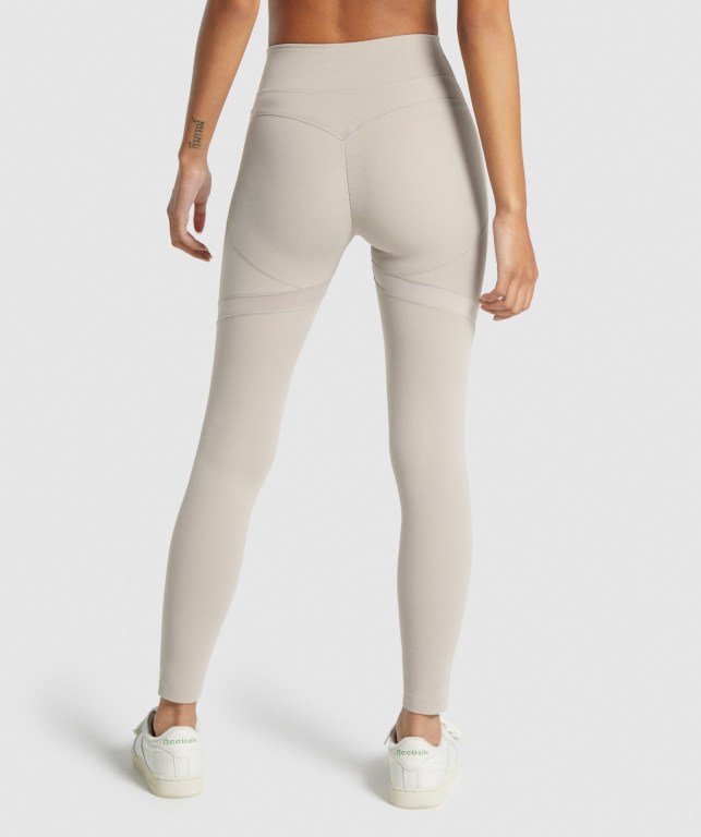 White Gymshark Whitney Mesh High Waisted Women's Leggings | US-61YBNLK