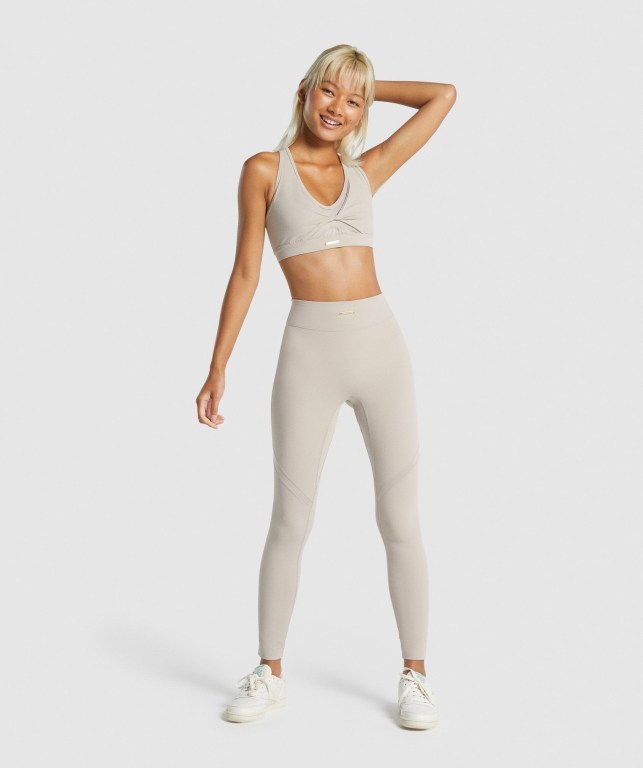 White Gymshark Whitney Mesh High Waisted Women's Leggings | US-61YBNLK