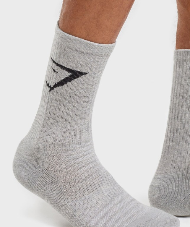 White / Light Grey / Black Gymshark 3pk Women's Socks | US-59LPFSA