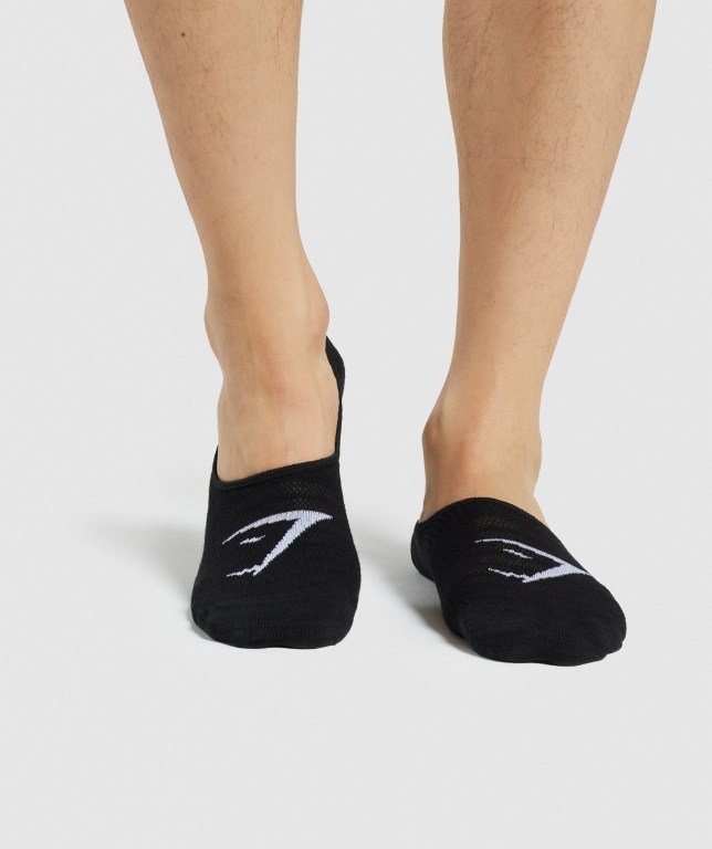 White / Light Grey / Black Gymshark No Show 3pk Women's Socks | US-28TSQVL