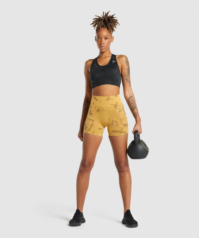 Yellow Gymshark Adapt Camo Seamless Women's Shorts | US-54SWAMT