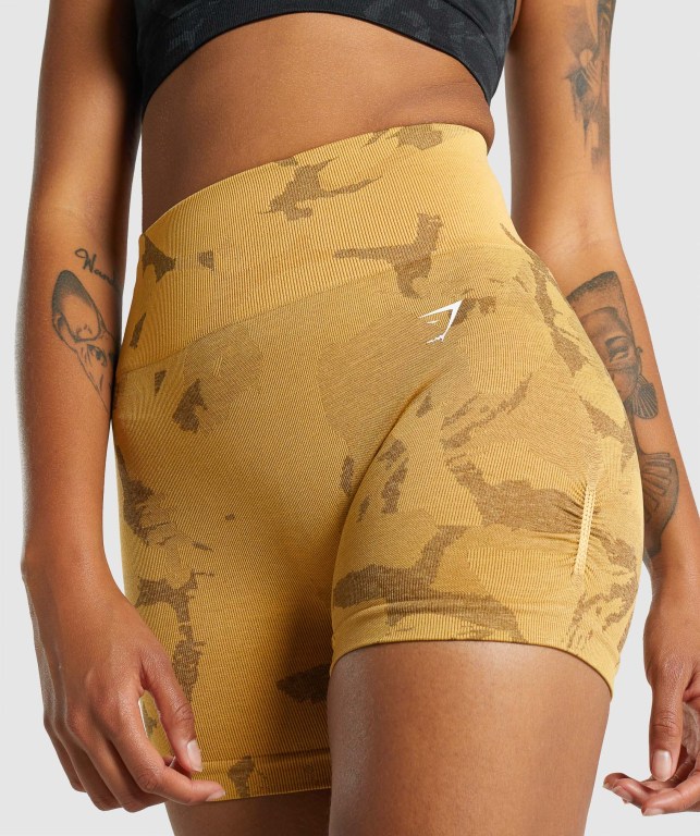 Yellow Gymshark Adapt Camo Seamless Women's Shorts | US-54SWAMT