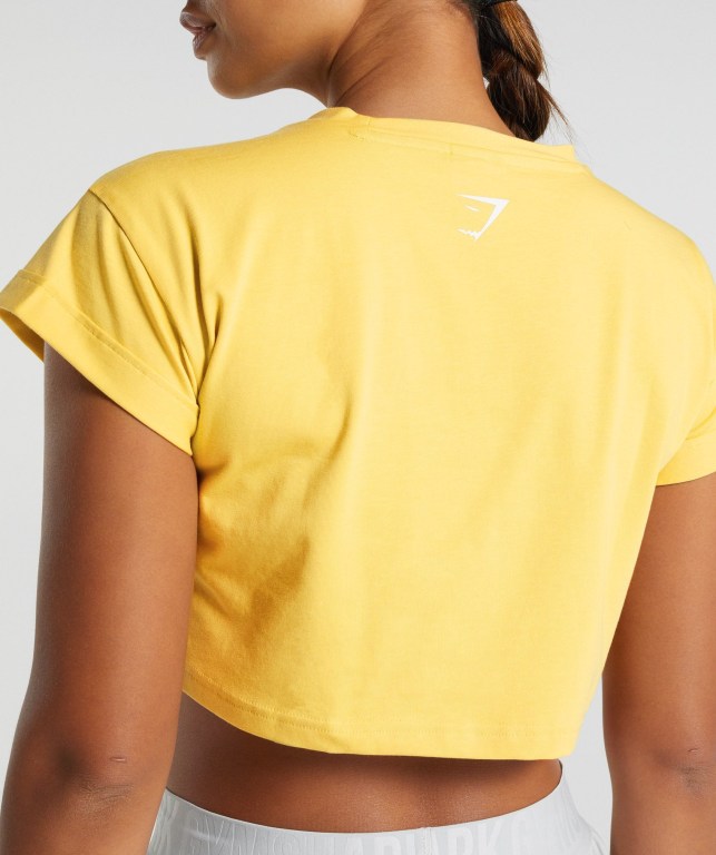 Yellow Gymshark Animal Graphic Infill Crop Women's T Shirts | US-76SNWMK