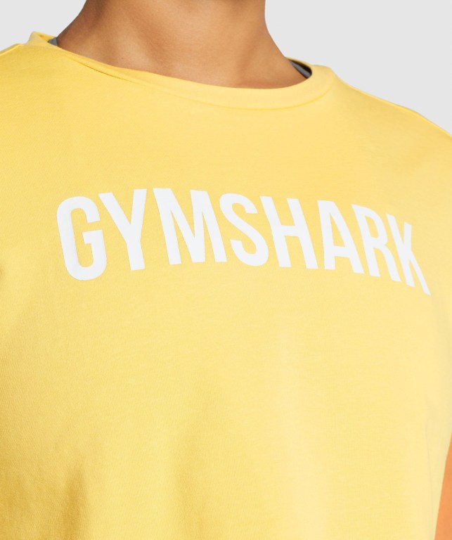 Yellow Gymshark Animal Graphic Infill Crop Women's T Shirts | US-76SNWMK