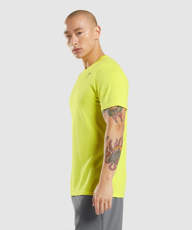 Yellow Gymshark Arrival Men's T Shirts | US-53GTVWE