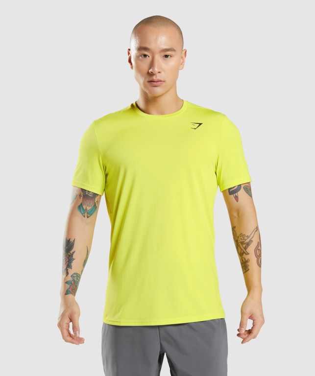 Yellow Gymshark Arrival Men\'s T Shirts | US-53GTVWE