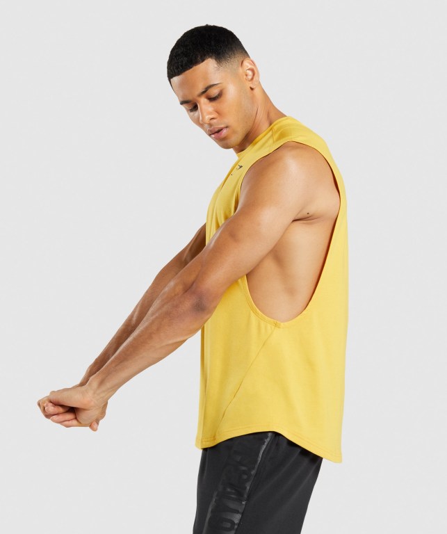 Yellow Gymshark Bold Drop Arm Men's Tank Tops | US-89BHETK