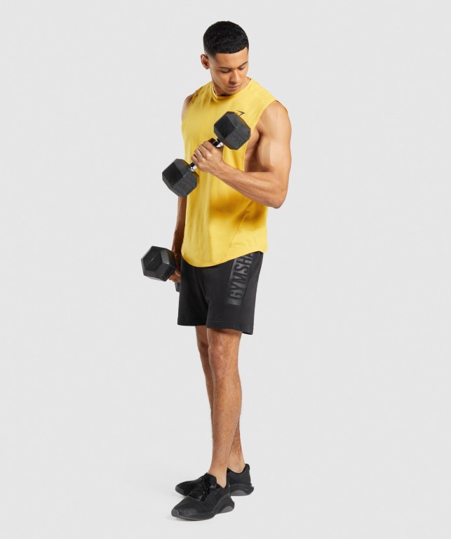 Yellow Gymshark Bold Drop Arm Men's Tank Tops | US-89BHETK