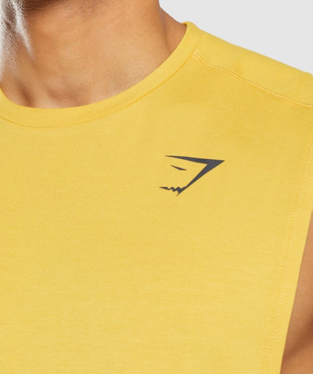 Yellow Gymshark Bold Drop Arm Men's Tank Tops | US-89BHETK