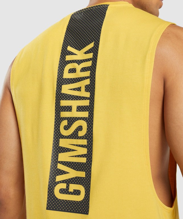 Yellow Gymshark Bold Drop Arm Men's Tank Tops | US-89BHETK