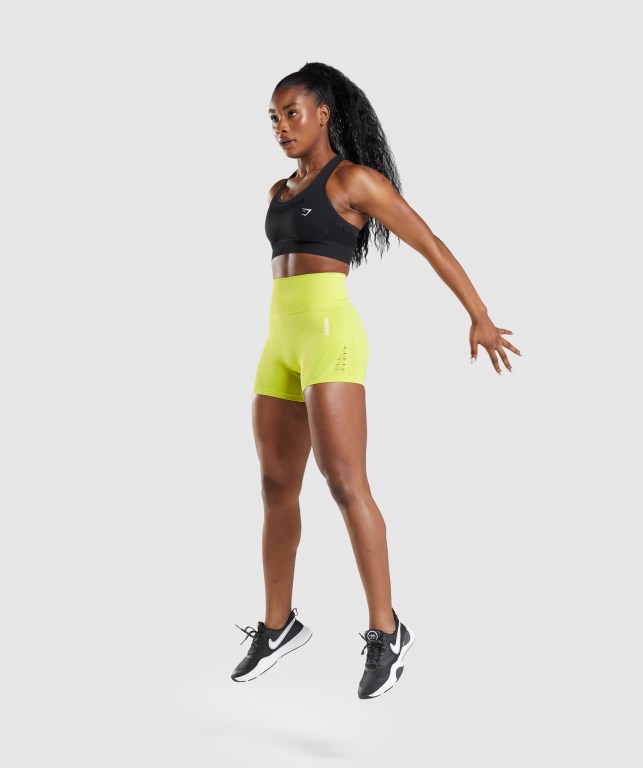 Yellow Gymshark Energy Seamless Women's Shorts | US-18STKHB