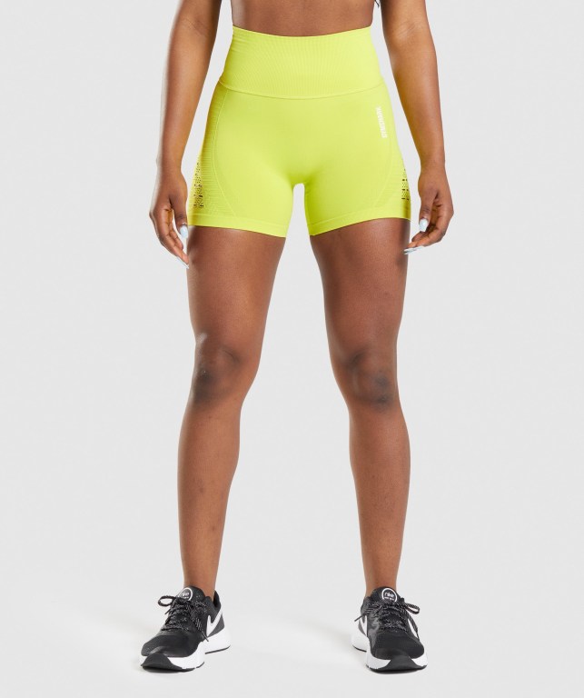 Yellow Gymshark Energy Seamless Women\'s Shorts | US-18STKHB