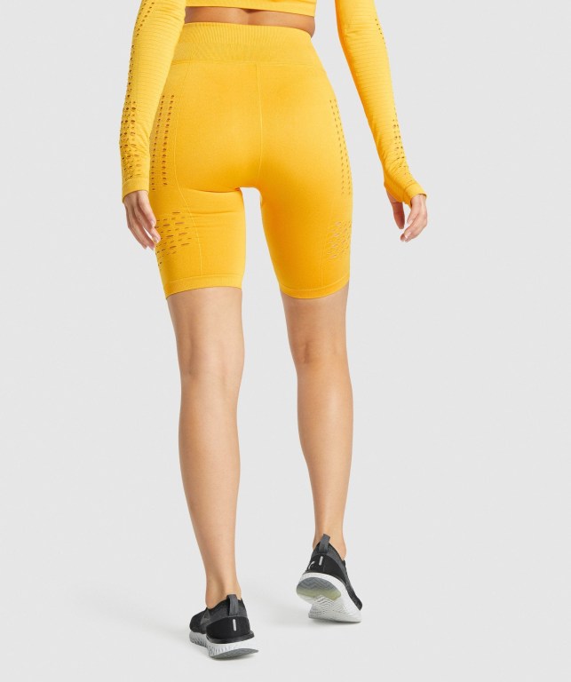 Yellow Gymshark Glow Seamless Women's Shorts | US-68UQHYK