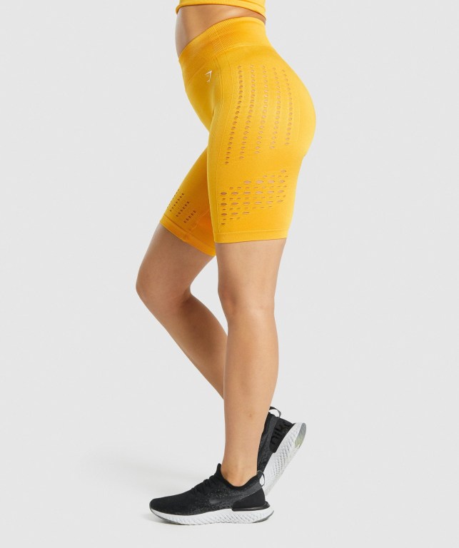 Yellow Gymshark Glow Seamless Women's Shorts | US-68UQHYK