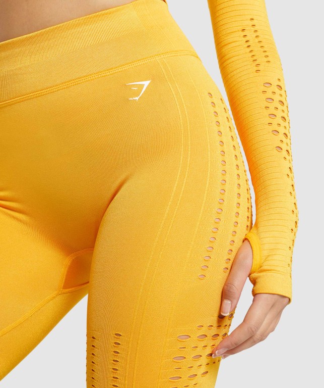 Yellow Gymshark Glow Seamless Women's Shorts | US-68UQHYK