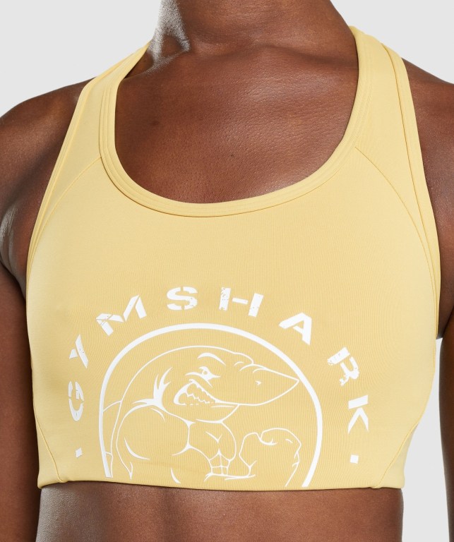 Yellow Gymshark Legacy Graphic Women's Sports Bra | US-16WBSDQ