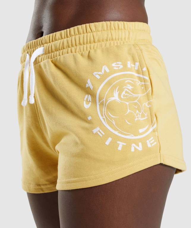 Yellow Gymshark Legacy Graphic Women's Shorts | US-74LPQTC