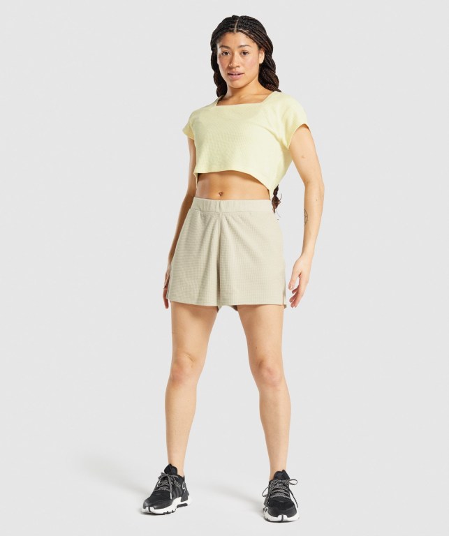 Yellow Gymshark Pause Crop Top Women's Sweatshirts | US-21GVABS