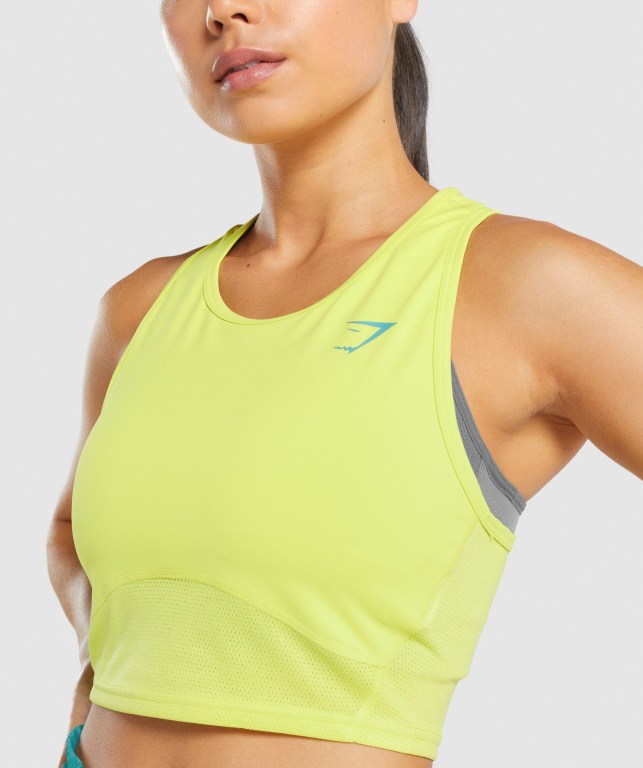 Yellow Gymshark Pulse Crop Women's Tank Tops | US-08GMPVS