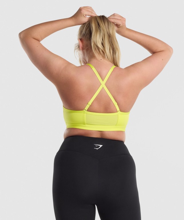 Yellow Gymshark Ruched Training Women's Sports Bra | US-63YETDN