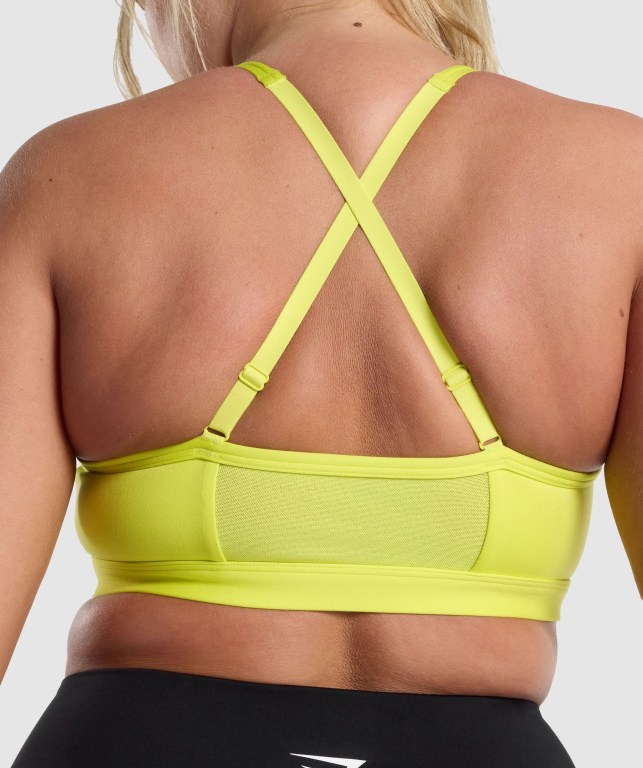 Yellow Gymshark Ruched Training Women's Sports Bra | US-63YETDN