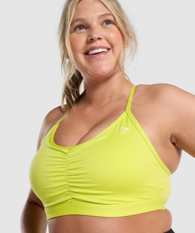 Yellow Gymshark Ruched Training Women's Sports Bra | US-63YETDN