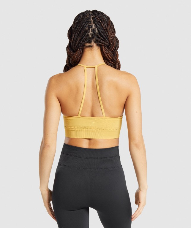 Yellow Gymshark Studio Seamless Women's Sports Bra | US-73EXFJU