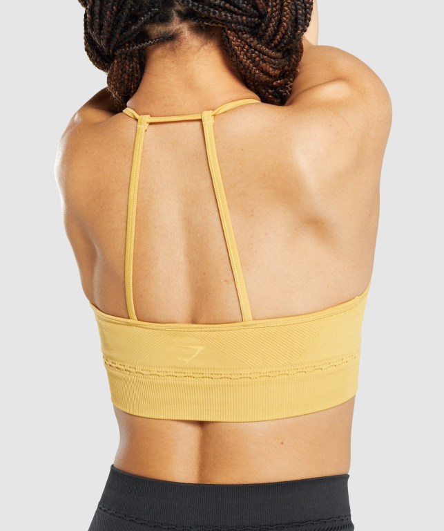 Yellow Gymshark Studio Seamless Women's Sports Bra | US-73EXFJU