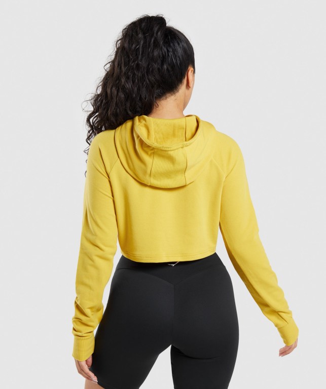 Yellow Gymshark Training Cropped Women's Hoodies | US-25SUEQG