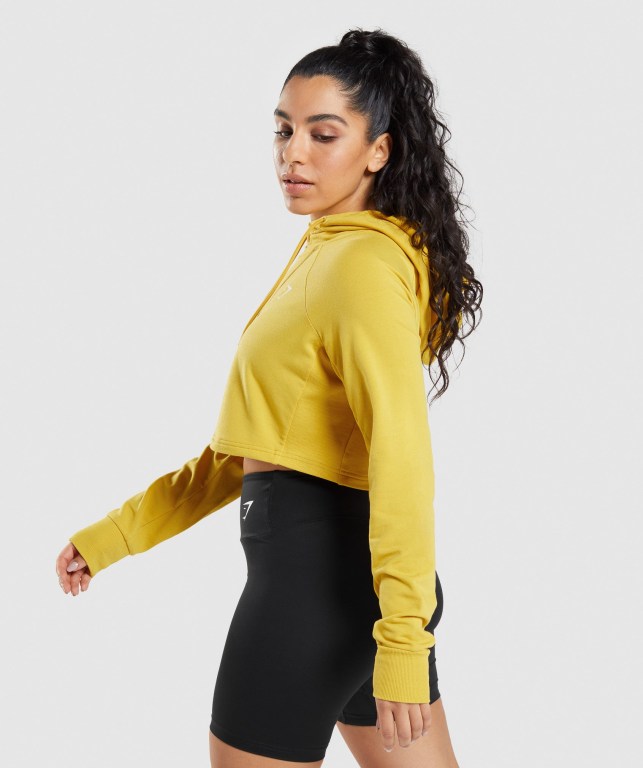 Yellow Gymshark Training Cropped Women's Hoodies | US-25SUEQG