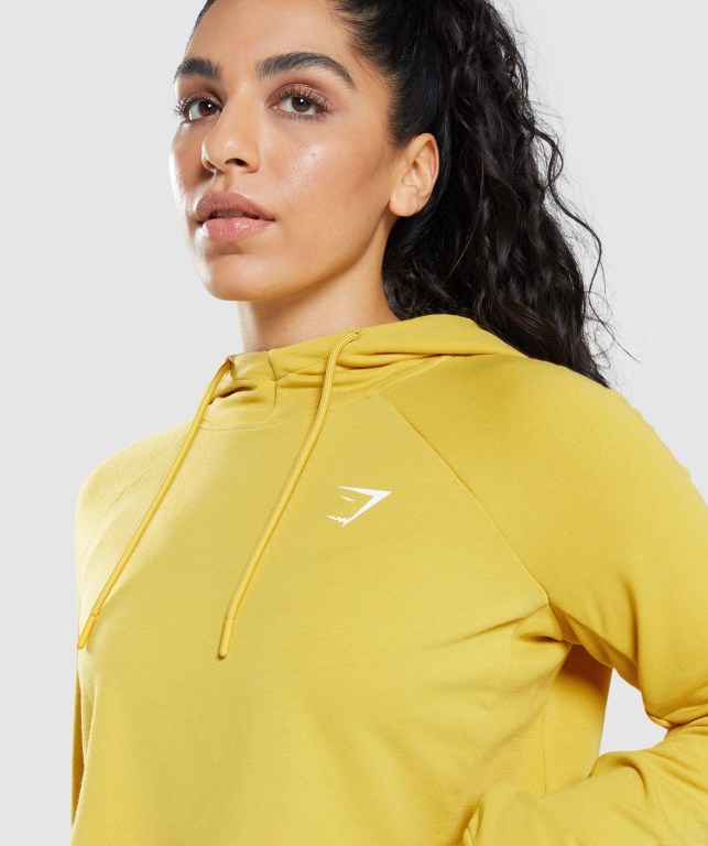 Yellow Gymshark Training Cropped Women's Hoodies | US-25SUEQG