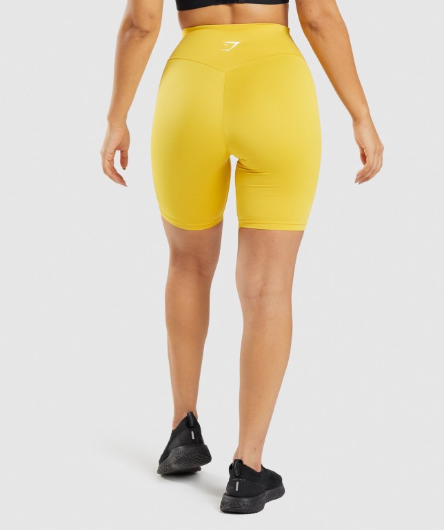 Yellow Gymshark Training Cycling Women's Shorts | US-94TONRW