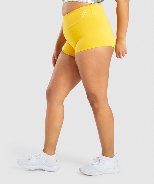 Yellow Gymshark Training Short Length Women's Shorts | US-50EXSAG