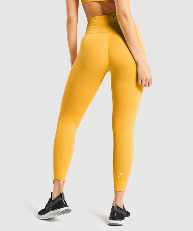 Yellow Gymshark Vital Rise Seamless High Waisted Women's Leggings | US-23XKCOS