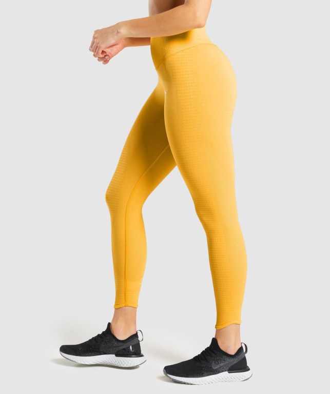 Yellow Gymshark Vital Rise Seamless High Waisted Women's Leggings | US-23XKCOS