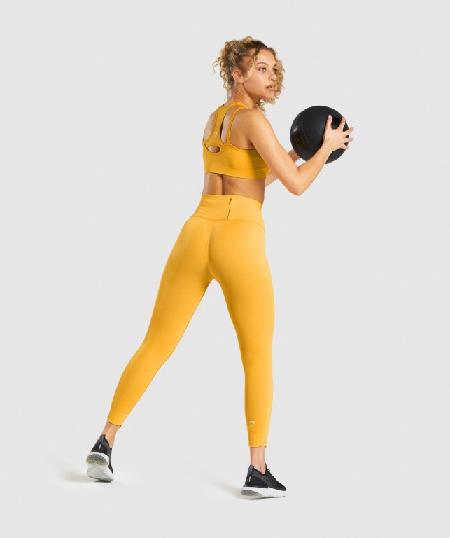 Yellow Gymshark Vital Rise Seamless High Waisted Women's Leggings | US-23XKCOS