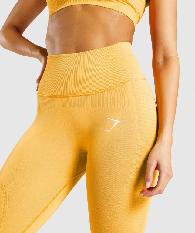 Yellow Gymshark Vital Rise Seamless High Waisted Women's Leggings | US-23XKCOS