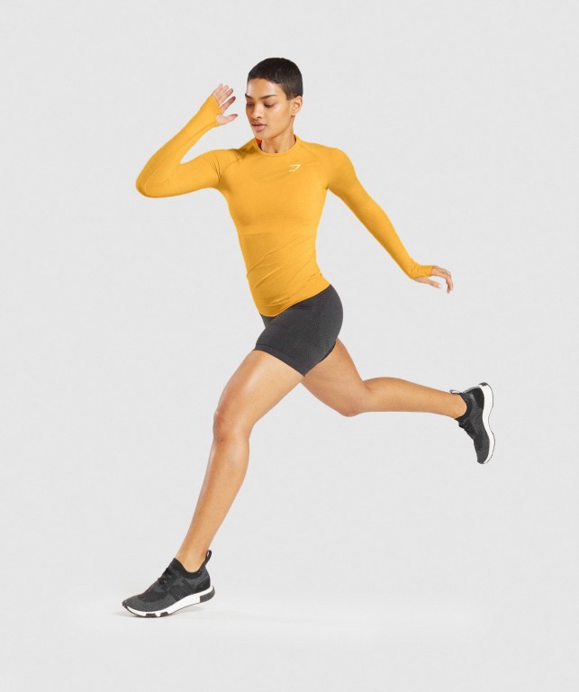 Yellow Gymshark Vital Seamless 2.0 Top Women's T Shirts | US-14GKRIX