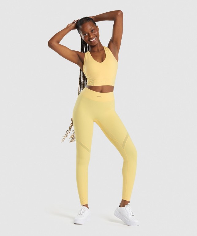 Yellow Gymshark Whitney Crop Women's Tank Tops | US-41PCRIO