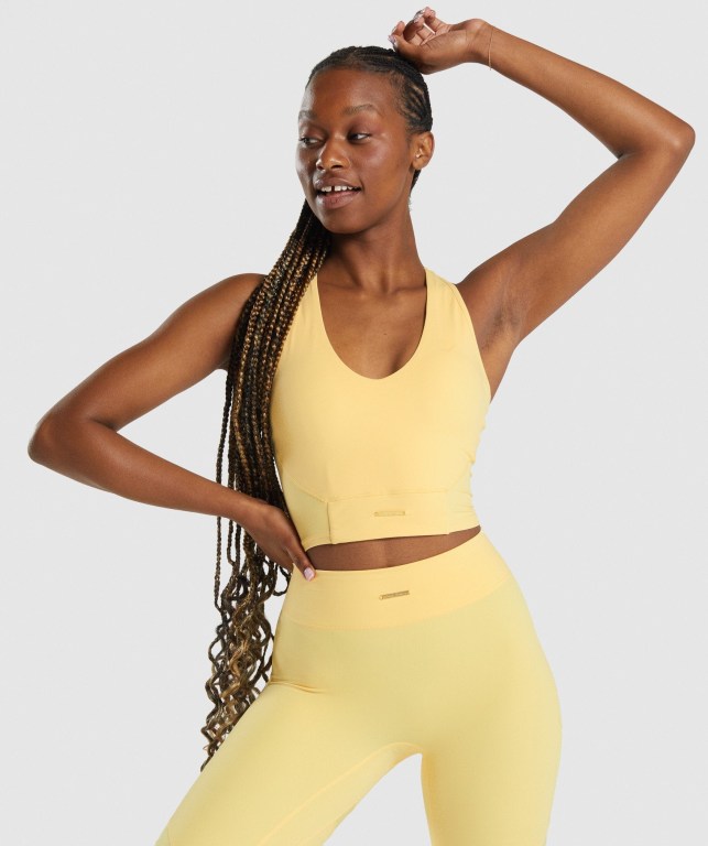 Yellow Gymshark Whitney Crop Women\'s Tank Tops | US-41PCRIO