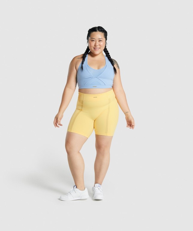 Yellow Gymshark Whitney Mesh Women's Shorts | US-59ITKYV