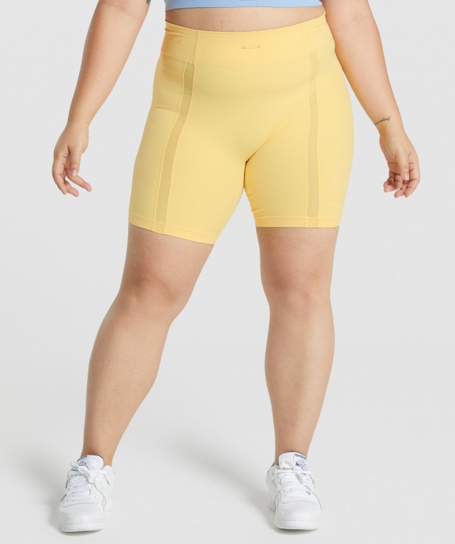 Yellow Gymshark Whitney Mesh Women\'s Shorts | US-59ITKYV